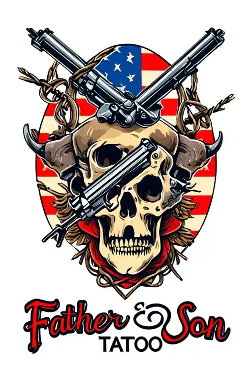 Father And Son Gun And Barb Wire