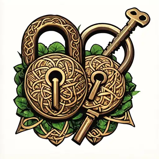 Couple Tattoo Lock And Key With Celtic Design
