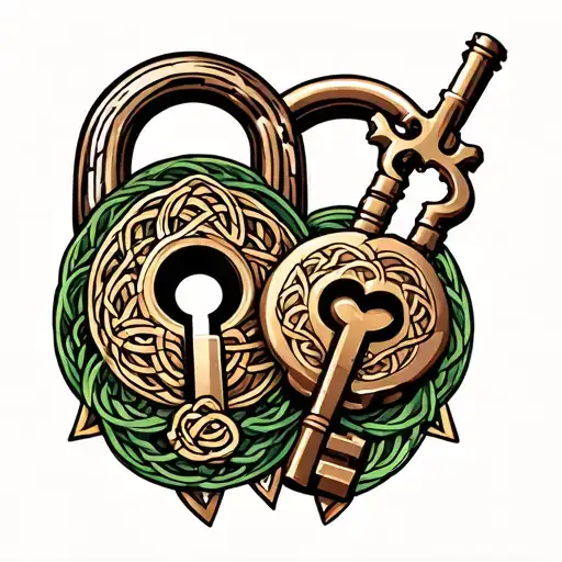 Couple Tattoo Lock And Key With Celtic Design