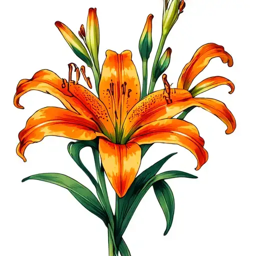 Simple Tiger Lilies In A Bunch Without Stems Representing My Girlfriend