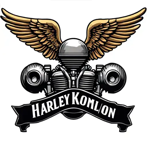 V Twin Harley Engine With Wings