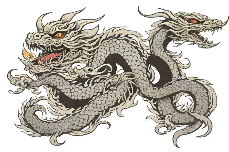 Japanese Dragon With Long Body Black And Grey Tattoo Hd Quality