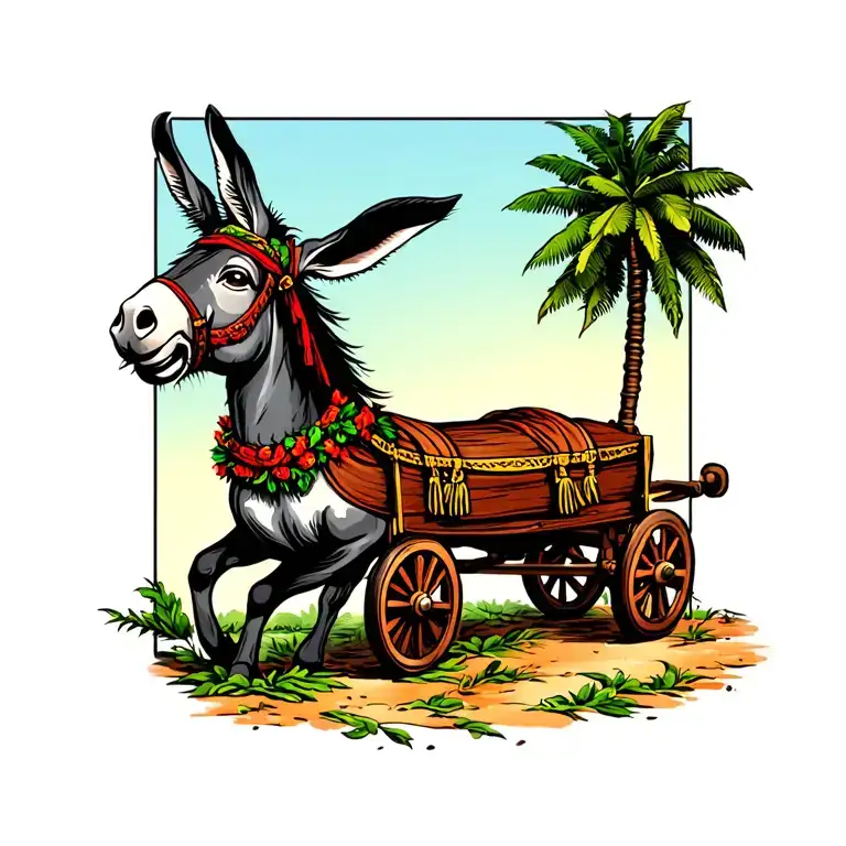 Donkey Pulling A Cart