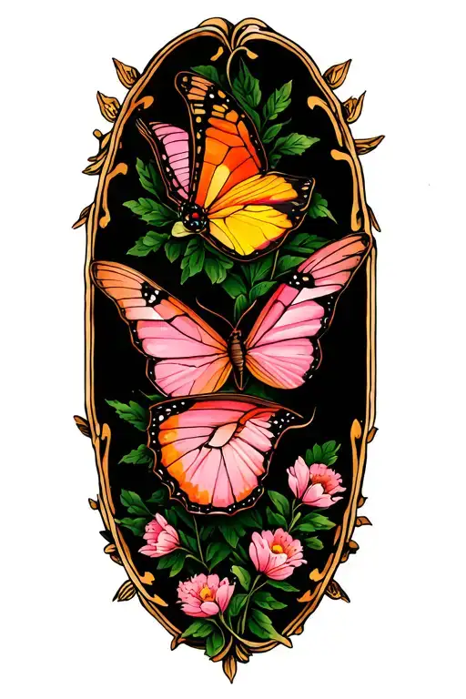 Pink And Orange Yellow Butterfly