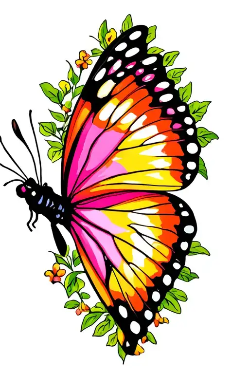 Pink And Orange Yellow Butterfly