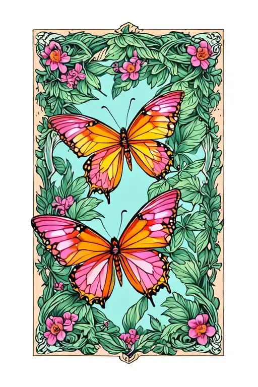 Pink And Orange Yellow Butterfly