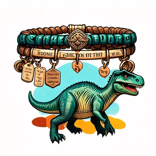 Dinosaur Charm Bracelet With Names Incorporated Within