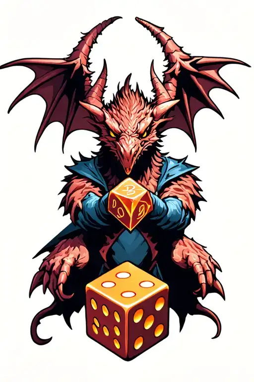 Bahamut Holding A D20 Dice