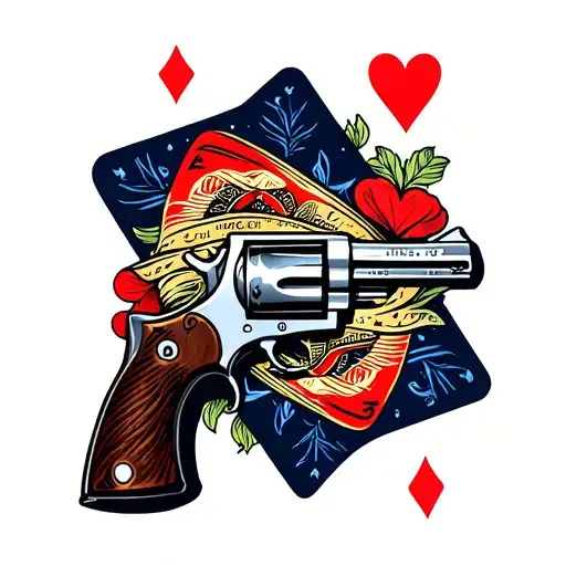 Ace Of Hearts With Revolver Wrapped