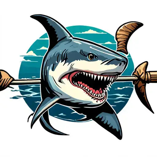 Hammerhead Shark With Harpoon Through Body