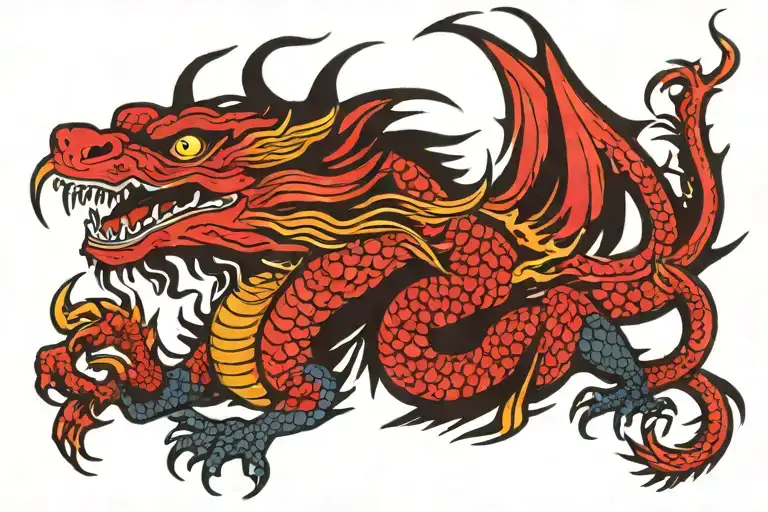 Black Japan Dragon Without Wings