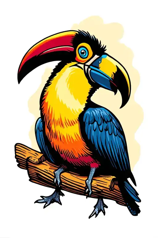 John Next To A Tucan Bird Sitting Cartoon