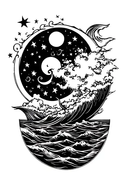 Sea And Moon Shining