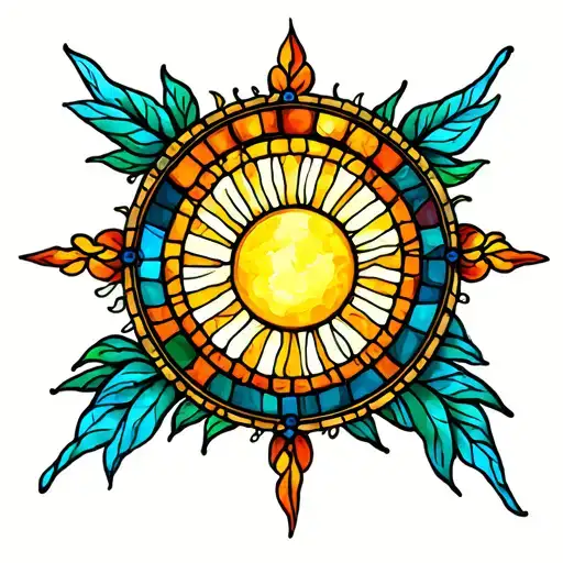Sun Stained Glass Tattoo Design