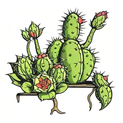 Mexican House Bursting Nopal Cactus Out