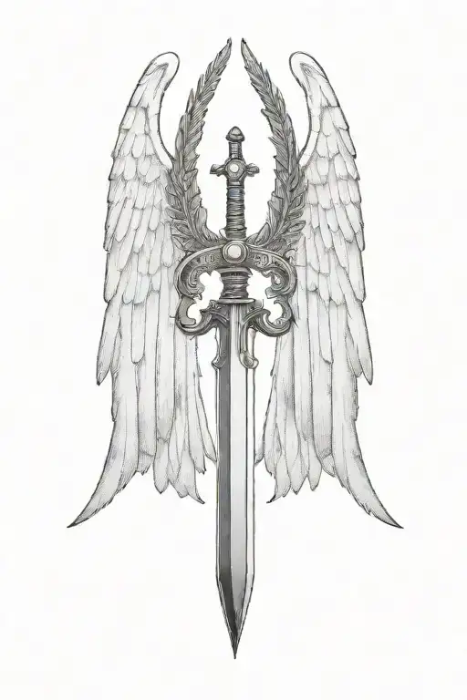 St Michael Sword One Angel Wing