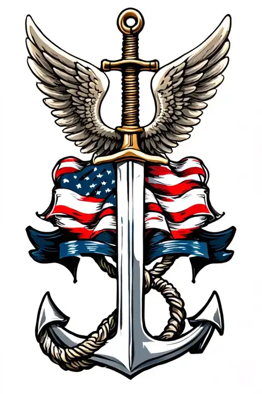 Wings With Sword And An Anchor And Nursing