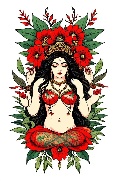 Red Nature Goddess Laying