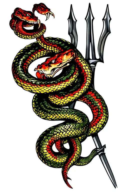 Snake And Trident Intertwined