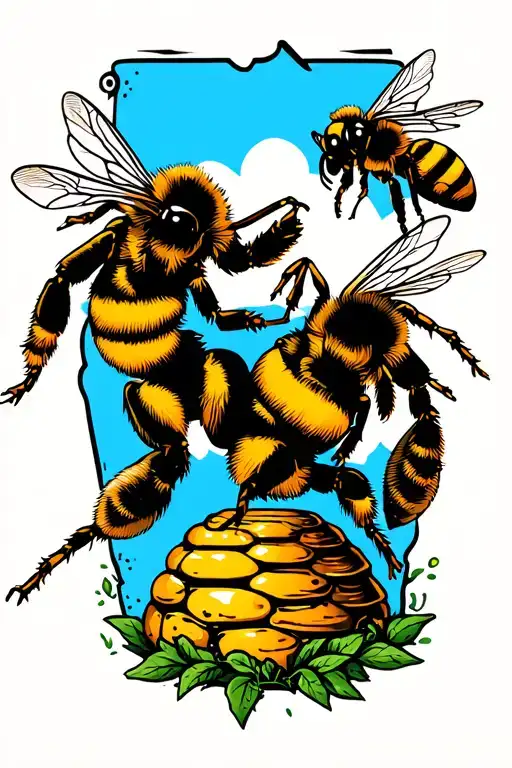 Bee Hive Honey Bee Fight Scene