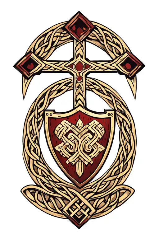 Celtic Design With Cross And Shield