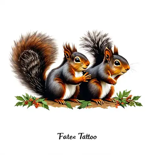 Two Squirrel In Hiking Together