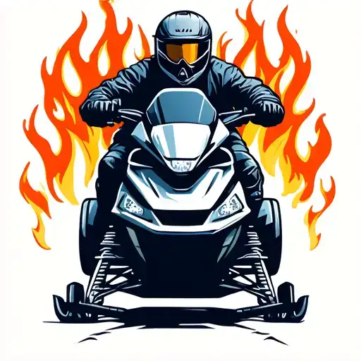 Snowmobile Design With Flames