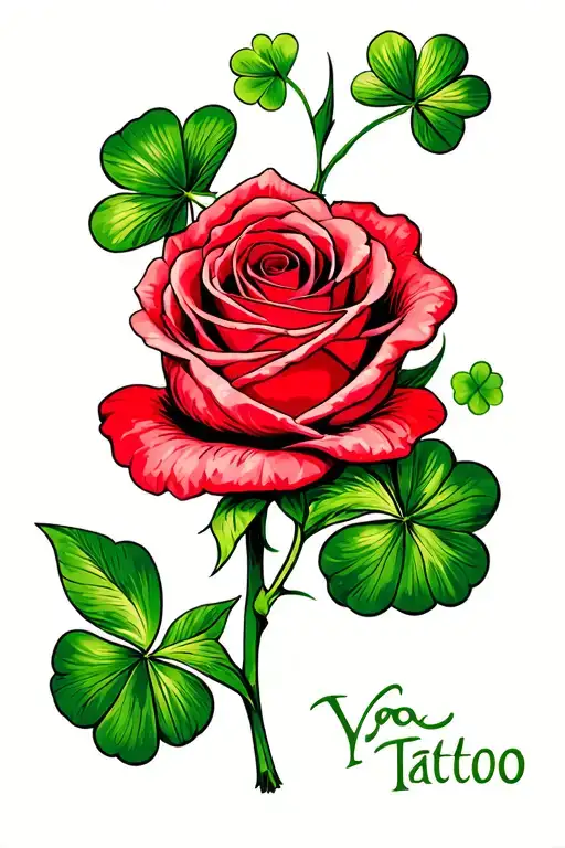 Rose And A Four Leaf Clover