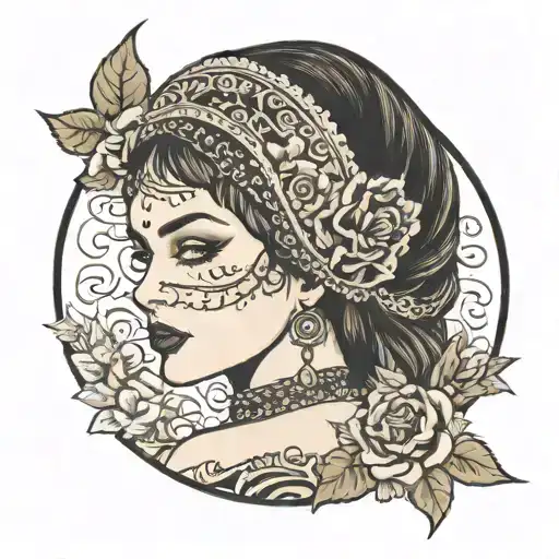 Woman With Black Veil Holding