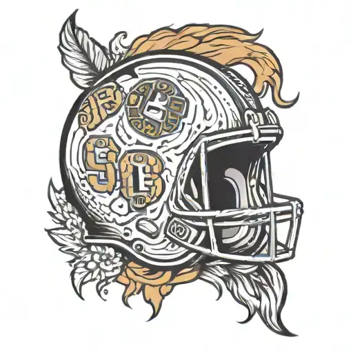 A Football Helmet With A Badge Design Incorporating Broe49's Initials