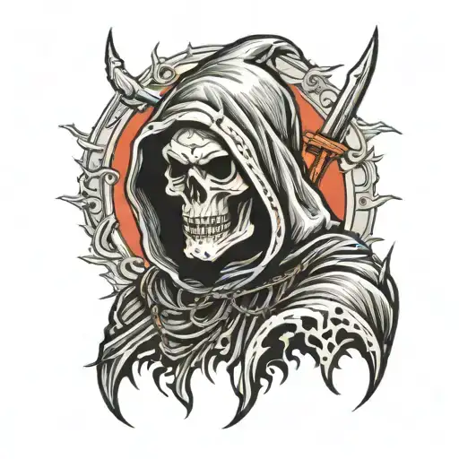 Grim Reaper In A Hood In Old School Style
