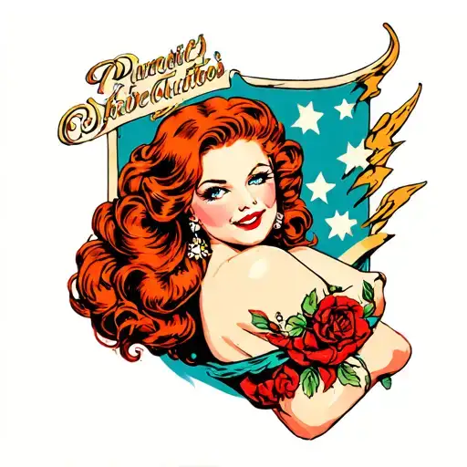 Topless Pinup Redhead