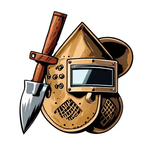 Combine A Spade And A Welding Mask In A Traditional Tattoo Design