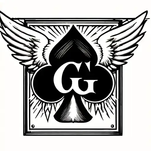 Picture Of A G That Has A Spades Face With Angle Wings