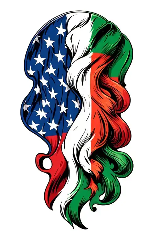 Italian And Irish Flag Morph Into American Flag