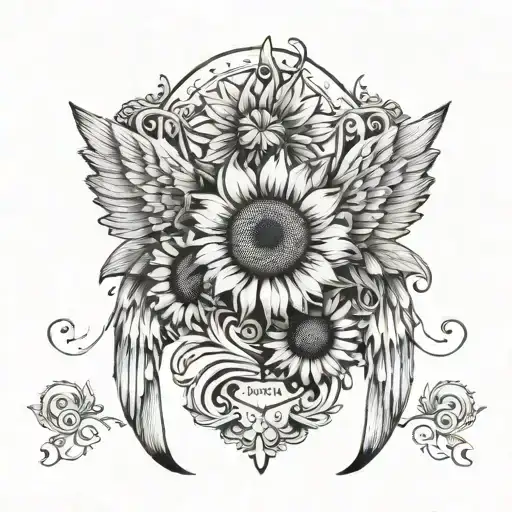 Breast Cancer Bobbin With Angel Wings And Sunflower