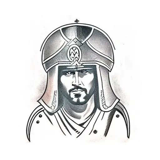 Roman Legionary Next To A Norse Helmet