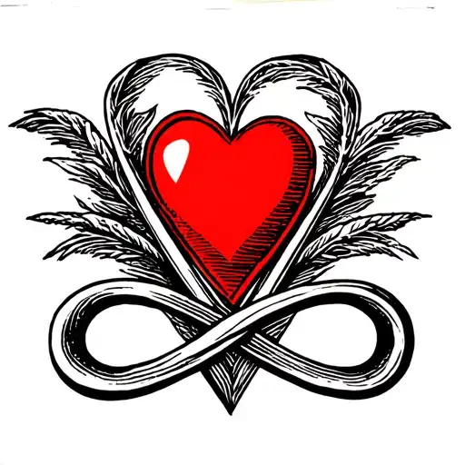 Letter V With Red Heart In The Middle And An Infinity Symbol Below The Heart