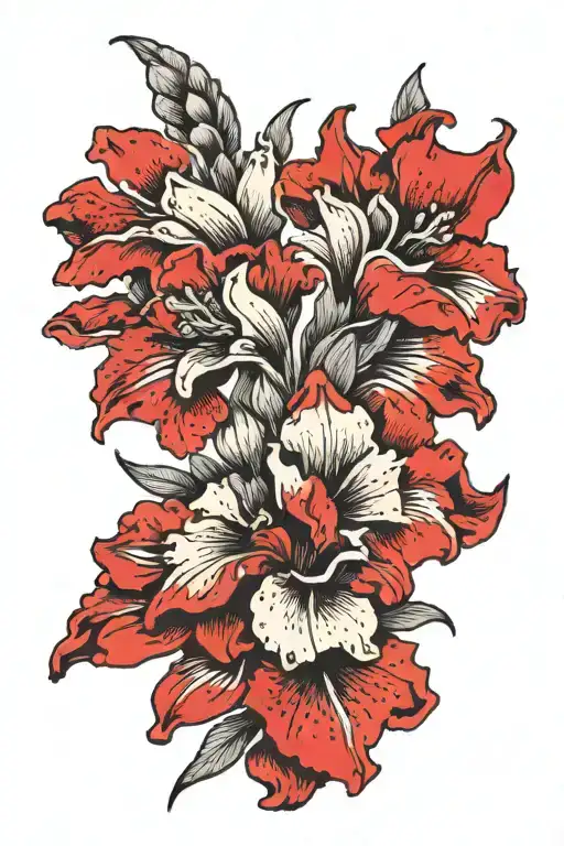 Half Dead Half Bloomed Snapdragon Flower In Different Shades Of Red And Grey