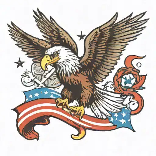Patriotic Eagle Flying