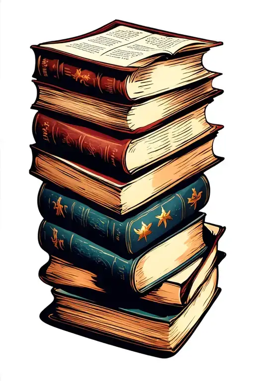 Five Books Stacked Top Book Open Book With Pages