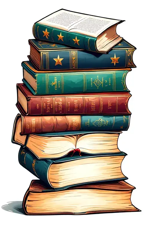 Five Books Stacked Top Book Open Book With Pages