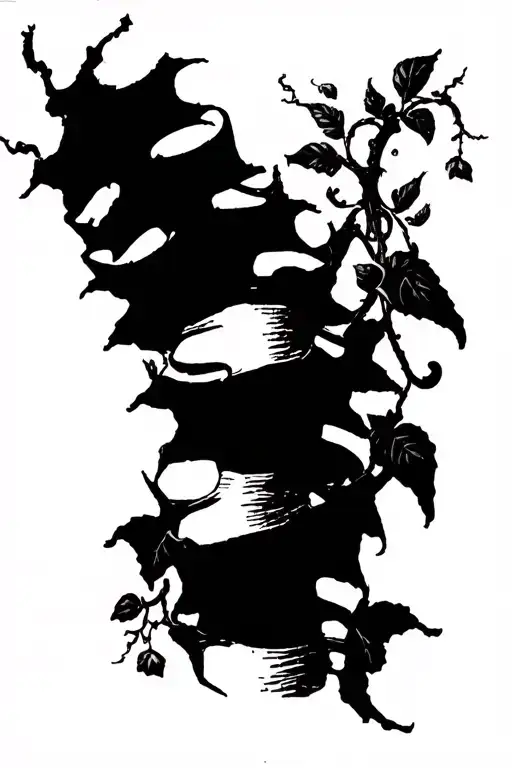 Cracking Spine With Vines Growing Around It