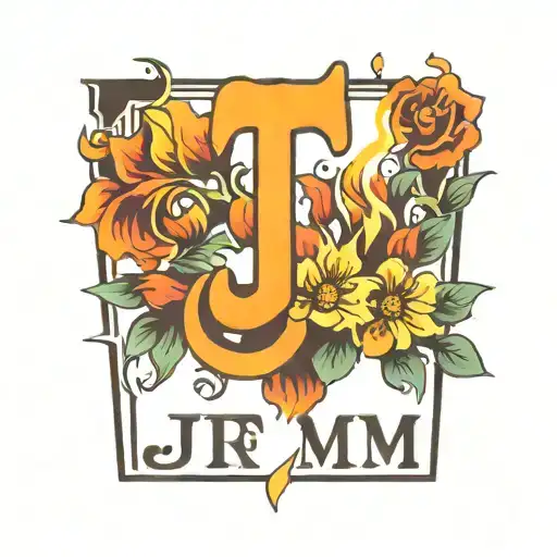 Fire And Flowers With The Letters J And M
