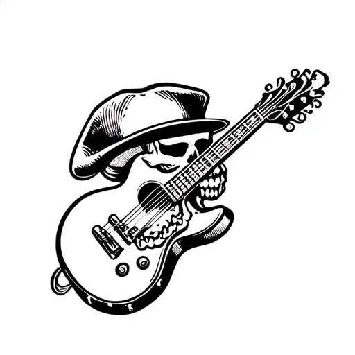 Skull In Cap Guitar