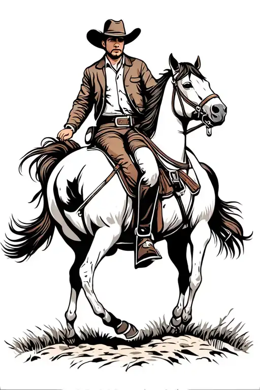 Cowboy Riding A Horse