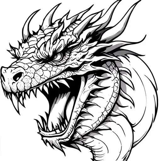 Draw A Dragon's Head With Its Mouth Open