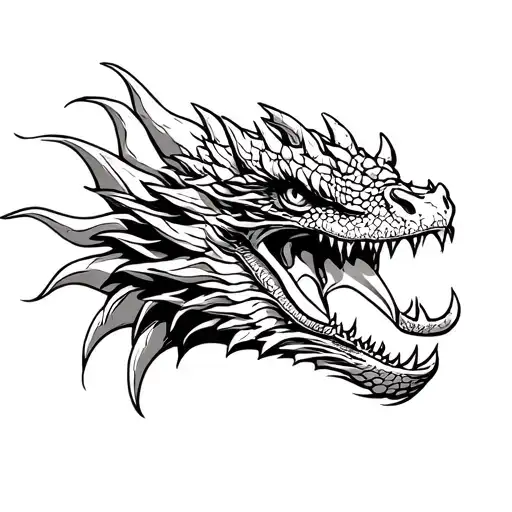 Draw A Dragon's Head With Its Mouth Open Who Looks Me In The Eye