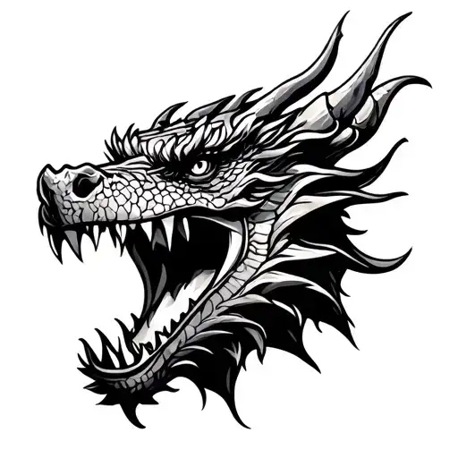 Draw A Dragon's Head With Its Mouth Open Full-face Style