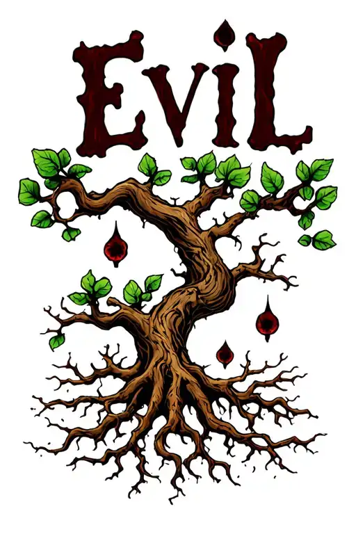 Poison Tree With Roots Saying Evil